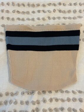 Edikted cream, black, and blue striped tube top